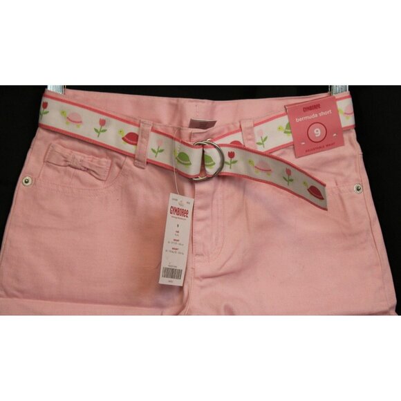 NWT 2010 Gymboree Tulip Garden Bermuda Shorts sz 9 Pink Ribbon Belt Bow Pocket - Picture 2 of 6